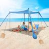 Beach Canopy Tent 10x10ft Sun Shelter Family Beach Tent Outdoor Shade UPF50+ with Sandbag Foldable Poles Carry Bag for Camping Trip Fishing Picnic